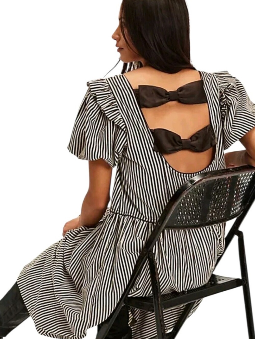 Free People Collier Cord Midi Dress – Brown Stripe Size Large - Picture 12 of 15